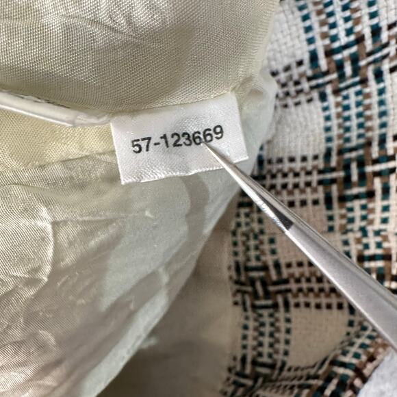 Ann Taylor Loft Plaid Skirt WMNS 10 Ivory/Teal/Brown Flared Trumpet Mini Office - Picture 6 of 6